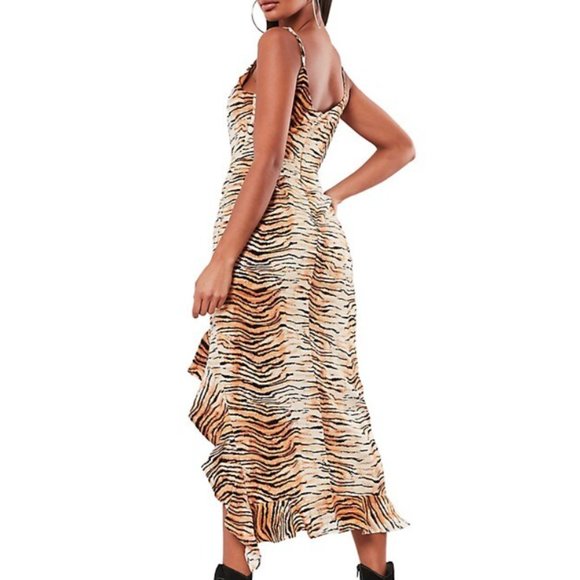 NWT Misguided Tiger Ruffled Maxi Dress - Picture 2 of 12